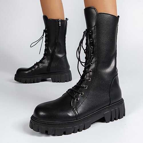 Women's Boots Daily Combat Boots Winter Lace-up Chunky Heel Round Toe Classic Walking Shoes PU Leather Lace-up Solid Colored Black
Women's Boots Daily Combat Boots Winter Lace-up Chunky Heel Round Toe Classic Walking Shoes PU Leather Lace-up Solid Colored Black