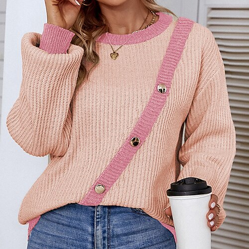 Women's Pullover Sweater jumper Jumper Ribbed Knit Knitted Pure Color Crew Neck Stylish Casual Outdoor Daily Winter Fall Pink Khaki S M L / Long Sleeve / Holiday / Regular Fit / Going out
Women's Pullover Sweater jumper Jumper Ribbed Knit Knitted Pure Color Crew Neck Stylish Casual Outdoor Daily Winter Fall Pink Khaki S M L / Long Sleeve / Holiday / Regular Fit / Going out