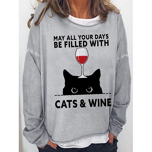 Women's Pullover Basic Casual Print Khaki Light Grey Royal Blue Cat Letter Loose Casual Crew Neck Long Sleeve S M L XL XXL 3XL
Women's Pullover Basic Casual Print Khaki Light Grey Royal Blue Cat Letter Loose Casual Crew Neck Long Sleeve S M L XL XXL 3XL