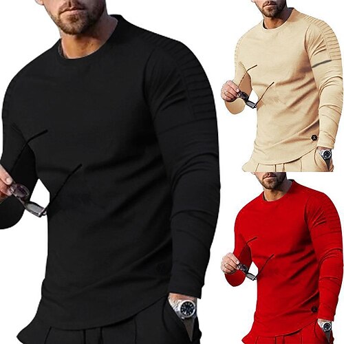 Men's T shirt Tee Solid Color Crew Neck Casual Daily Long Sleeve Tops Simple Basic Casual Black Red Apricot
Men's T shirt Tee Solid Color Crew Neck Casual Daily Long Sleeve Tops Simple Basic Casual Black Red Apricot