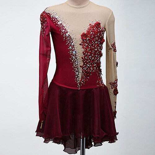 Figure Skating Dress Women's Girls' Ice Skating Dress Red Open Back Spandex High Elasticity Training Competition Skating Wear Handmade Crystal / Rhinestone Long Sleeve Ice Skating Figure Skating
Figure Skating Dress Women's Girls' Ice Skating Dress Red Open Back Spandex High Elasticity Training Competition Skating Wear Handmade Crystal / Rhinestone Long Sleeve Ice Skating Figure Skating