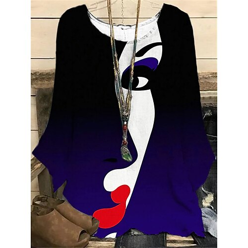 Women's Plus Size Tops Blouse Shirt Abstract Print Long Sleeve Crewneck Casual Daily Going out Polyester Fall Winter Blue Rainbow / 3D Print
Women's Plus Size Tops Blouse Shirt Abstract Print Long Sleeve Crewneck Casual Daily Going out Polyester Fall Winter Blue Rainbow / 3D Print