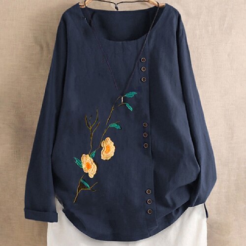 Women's Plus Size Tops Blouse Shirt Floral Print Long Sleeve Round Neck Casual Vintage Daily Vacation Polyester Fall Spring Green Dark Blue
Women's Plus Size Tops Blouse Shirt Floral Print Long Sleeve Round Neck Casual Vintage Daily Vacation Polyester Fall Spring Green Dark Blue
