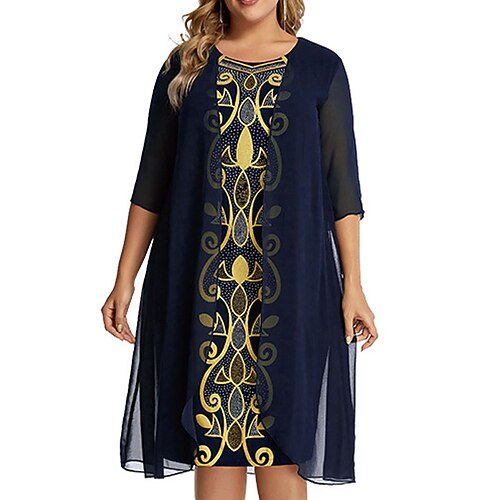 Women's Plus Size Two Piece Dress Floral Crew Neck Print Half Sleeve Fall Spring Work Knee Length Dress Date Vacation Dress
Women's Plus Size Two Piece Dress Floral Crew Neck Print Half Sleeve Fall Spring Work Knee Length Dress Date Vacation Dress