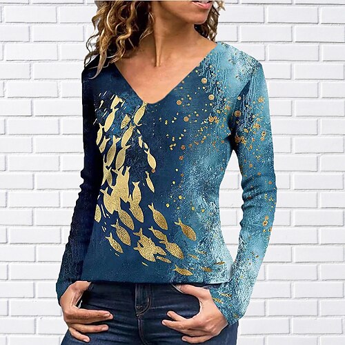 Women's T shirt Tee Butterfly Flower Casual Weekend T shirt Tee Long Sleeve Patchwork Print V Neck Basic White Black Blue S / 3D Print
Women's T shirt Tee Butterfly Flower Casual Weekend T shirt Tee Long Sleeve Patchwork Print V Neck Basic White Black Blue S / 3D Print