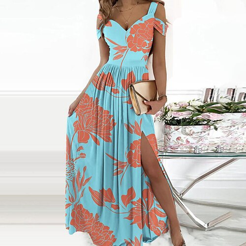 Women's A Line Dress Party Dress Maxi long Dress Blue Sleeveless Floral Pure Color Ruched Cold Shoulder Print Spring Summer One Shoulder V Neck Party Elegant Party 2022 S M L XL
Women's A Line Dress Party Dress Maxi long Dress Blue Sleeveless Floral Pure Color Ruched Cold Shoulder Print Spring Summer One Shoulder V Neck Party Elegant Party 2022 S M L XL