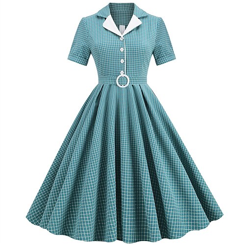 Women's Swing Dress Knee Length Dress Blue Purple Pink Red Short Sleeve Plaid Lace up Button Spring Summer Shirt Collar Stylish Vintage Mature 2022 S M L XL XXL
Women's Swing Dress Knee Length Dress Blue Purple Pink Red Short Sleeve Plaid Lace up Button Spring Summer Shirt Collar Stylish Vintage Mature 2022 S M L XL XXL