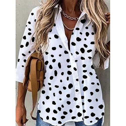 Women's Shirt Polka Dot Casual Daily Shirt Long Sleeve Print Shirt Collar Casual White S / 3D Print
Women's Shirt Polka Dot Casual Daily Shirt Long Sleeve Print Shirt Collar Casual White S / 3D Print
