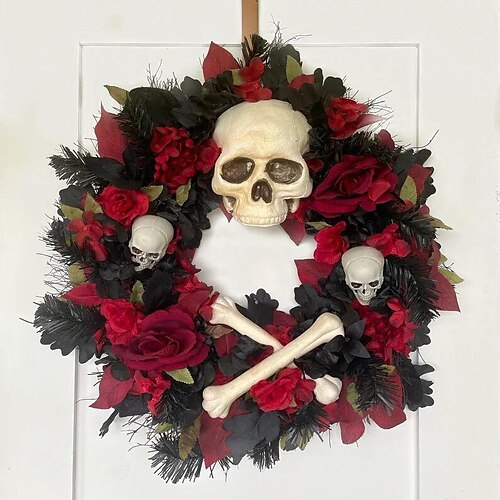 Skull Garland Door Hanging Simulation Rose Rattan Circle Halloween Ghost Festival Horror Decoration Wall Hanging
Skull Garland Door Hanging Simulation Rose Rattan Circle Halloween Ghost Festival Horror Decoration Wall Hanging