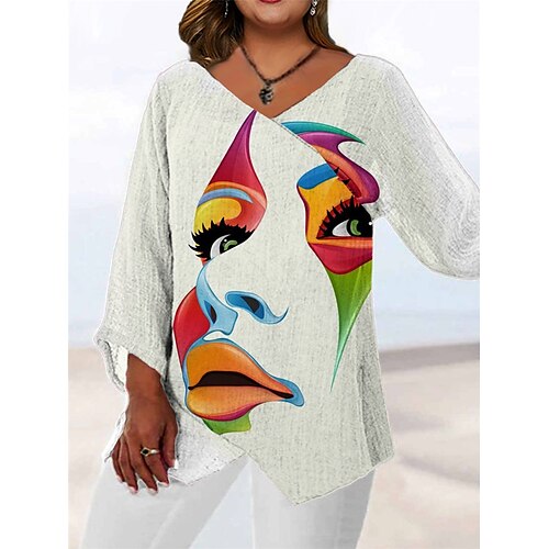 Women's Plus Size Tops Blouse Shirt Abstract Print Long Sleeve V Neck Casual Daily Going out Polyester Fall Winter White / 3D Print
Women's Plus Size Tops Blouse Shirt Abstract Print Long Sleeve V Neck Casual Daily Going out Polyester Fall Winter White / 3D Print