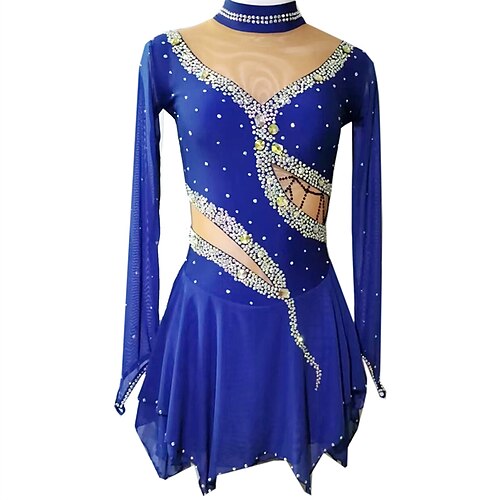 Figure Skating Dress Women's Girls' Ice Skating Dress Royal Blue Thumbhole High Elasticity Training Competition Skating Wear Crystal / Rhinestone Long Sleeve Ice Skating Figure Skating / Winter
Figure Skating Dress Women's Girls' Ice Skating Dress Royal Blue Thumbhole High Elasticity Training Competition Skating Wear Crystal / Rhinestone Long Sleeve Ice Skating Figure Skating / Winter