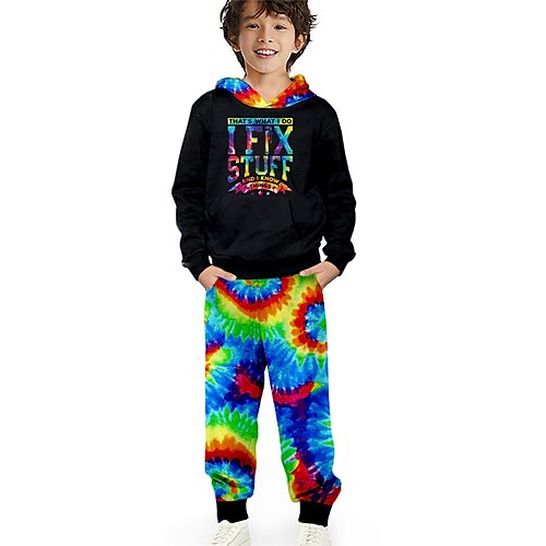 Kids Boys Hoodie Pants HoodieSet Clothing Set 2 Pieces Long Sleeve Black Tie Dye Letter Print Street Sports Vacation Fashion Comfort Cool Daily 3-12 Years
Kids Boys Hoodie Pants HoodieSet Clothing Set 2 Pieces Long Sleeve Black Tie Dye Letter Print Street Sports Vacation Fashion Comfort Cool Daily 3-12 Years