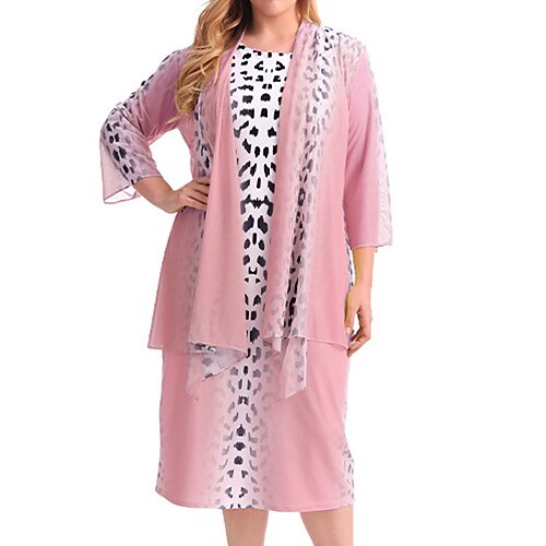 Women's Plus Size Work Dress Leopard Crew Neck Print 3/4 Length Sleeve Fall Spring Work Midi Dress Daily Vacation Dress
Women's Plus Size Work Dress Leopard Crew Neck Print 3/4 Length Sleeve Fall Spring Work Midi Dress Daily Vacation Dress