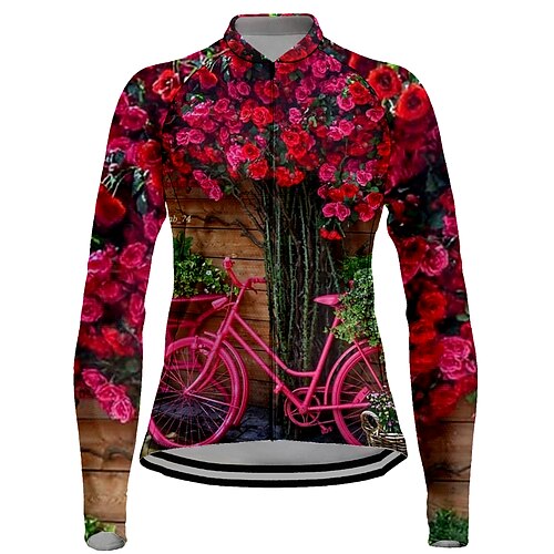 21Grams Women's Cycling Jersey Long Sleeve Bike Top with 3 Rear Pockets Mountain Bike MTB Road Bike Cycling Breathable Quick Dry Moisture Wicking Reflective Strips Red Floral Botanical Polyester
21Grams Women's Cycling Jersey Long Sleeve Bike Top with 3 Rear Pockets Mountain Bike MTB Road Bike Cycling Breathable Quick Dry Moisture Wicking Reflective Strips Red Floral Botanical Polyester