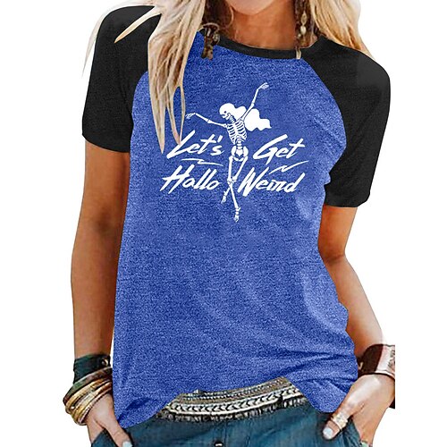 Women's T shirt Tee Graphic Skull Letter Halloween Casual Daily T shirt Tee Short Sleeve Print Round Neck Basic Green Blue Light gray S
Women's T shirt Tee Graphic Skull Letter Halloween Casual Daily T shirt Tee Short Sleeve Print Round Neck Basic Green Blue Light gray S