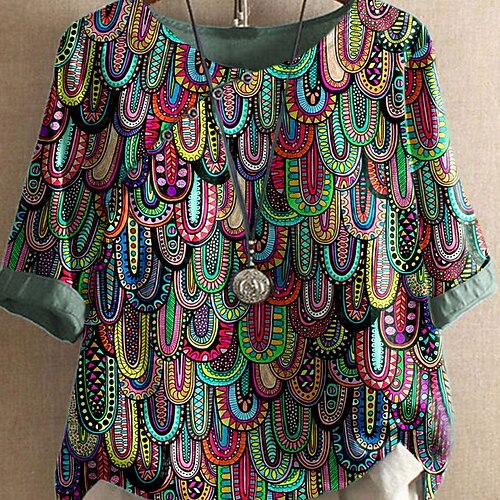 Women's Plus Size Tops T shirt Tee Floral Color Block Patchwork Print 3/4 Length Sleeve Crewneck Streetwear Daily Going out Polyester Fall Spring Green Blue / Loose Fit
Women's Plus Size Tops T shirt Tee Floral Color Block Patchwork Print 3/4 Length Sleeve Crewneck Streetwear Daily Going out Polyester Fall Spring Green Blue / Loose Fit