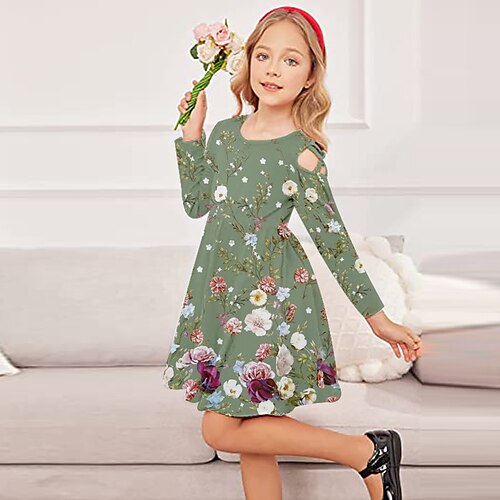Kids Little Girls' Dress Floral A Line Dress Daily Holiday Vacation Print Green Above Knee Long Sleeve Casual Cute Sweet Dresses Fall Winter Regular Fit 3-10 Years
Kids Little Girls' Dress Floral A Line Dress Daily Holiday Vacation Print Green Above Knee Long Sleeve Casual Cute Sweet Dresses Fall Winter Regular Fit 3-10 Years