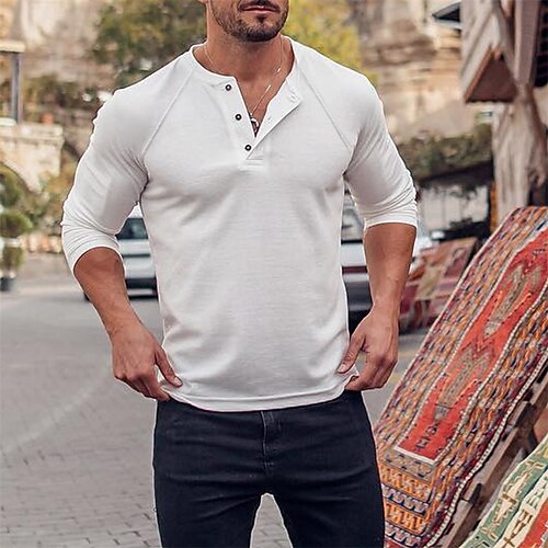Men's T shirt Tee Solid Color Crew Neck Street Daily Button-Down Long Sleeve Tops Designer Casual Fashion Comfortable White
Men's T shirt Tee Solid Color Crew Neck Street Daily Button-Down Long Sleeve Tops Designer Casual Fashion Comfortable White