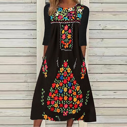 Women's Casual Dress Shift Dress Midi Dress Black 3/4 Length Sleeve Floral Ruched Print Fall Winter Round Neck Casual Vacation 2022 S M L XL XXL 3XL
Women's Casual Dress Shift Dress Midi Dress Black 3/4 Length Sleeve Floral Ruched Print Fall Winter Round Neck Casual Vacation 2022 S M L XL XXL 3XL