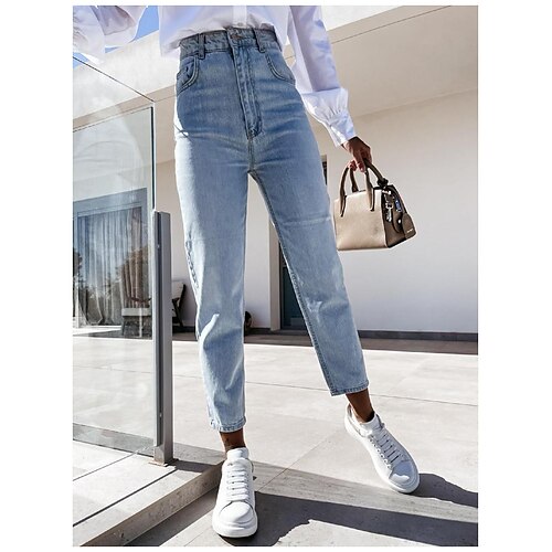 Women's Pants Trousers Jeans Distressed Jeans Denim Light Blue Mid Waist Fashion Casual Weekend Side Pockets Micro-elastic Ankle-Length Comfort Plain S M L XL XXL
Women's Pants Trousers Jeans Distressed Jeans Denim Light Blue Mid Waist Fashion Casual Weekend Side Pockets Micro-elastic Ankle-Length Comfort Plain S M L XL XXL