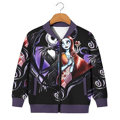 Kids Girls' Ugly Christmas The Nightmare Before Christmas Coat Outerwear Skull Long Sleeve Zipper Coat Street Punk Streetwear Cool Black Winter Fall 3-12 Years
Kids Girls' Ugly Christmas The Nightmare Before Christmas Coat Outerwear Skull Long Sleeve Zipper Coat Street Punk Streetwear Cool Black Winter Fall 3-12 Years