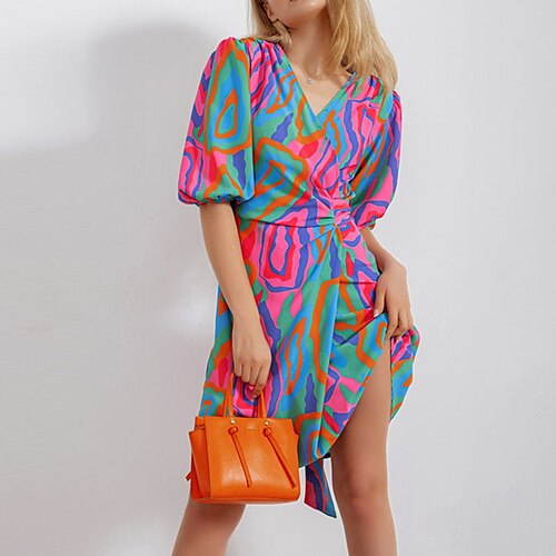 Women's Sheath Dress Wrap Dress Short Mini Dress Fuchsia Half Sleeve Striped Color Block Print Fall Winter V Neck Stylish Modern 2022 S M L XL
Women's Sheath Dress Wrap Dress Short Mini Dress Fuchsia Half Sleeve Striped Color Block Print Fall Winter V Neck Stylish Modern 2022 S M L XL