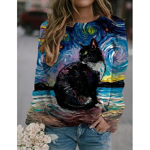 Women's Sweatshirt Pullover Casual Retro Printing Blue Graphic Cat Outdoor Crewneck Long Sleeve S M L XL 2XL 3XL
Women's Sweatshirt Pullover Casual Retro Printing Blue Graphic Cat Outdoor Crewneck Long Sleeve S M L XL 2XL 3XL