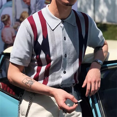 Men's Shirt Striped Turndown Dusty Blue Short Sleeve Print Daily Holiday Button-Down Tops Simple Casual Chunky Comfortable
Men's Shirt Striped Turndown Dusty Blue Short Sleeve Print Daily Holiday Button-Down Tops Simple Casual Chunky Comfortable
