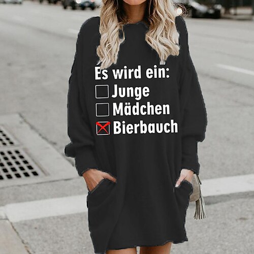 Women's Hoodie Dress Shift Dress Short Mini Dress Black Long Sleeve Letter Pocket Print Fall Winter Hooded Casual Loose 2022 S M L XL XXL 3XL
Women's Hoodie Dress Shift Dress Short Mini Dress Black Long Sleeve Letter Pocket Print Fall Winter Hooded Casual Loose 2022 S M L XL XXL 3XL