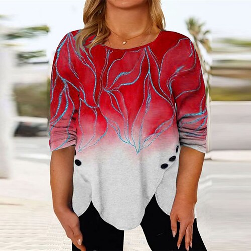 Women's Plus Size Tops Blouse Shirt Color Gradient Leaf Print Long Sleeve Round Neck Streetwear Daily Vacation Polyester Fall Winter Green Blue
Women's Plus Size Tops Blouse Shirt Color Gradient Leaf Print Long Sleeve Round Neck Streetwear Daily Vacation Polyester Fall Winter Green Blue