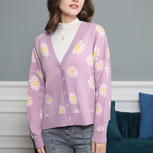 Women's Cardigan Sweater Jumper Crochet Knit Knitted Button Floral V Neck Stylish Casual Daily Holiday Fall Winter Green White One-Size / Long Sleeve
Women's Cardigan Sweater Jumper Crochet Knit Knitted Button Floral V Neck Stylish Casual Daily Holiday Fall Winter Green White One-Size / Long Sleeve
