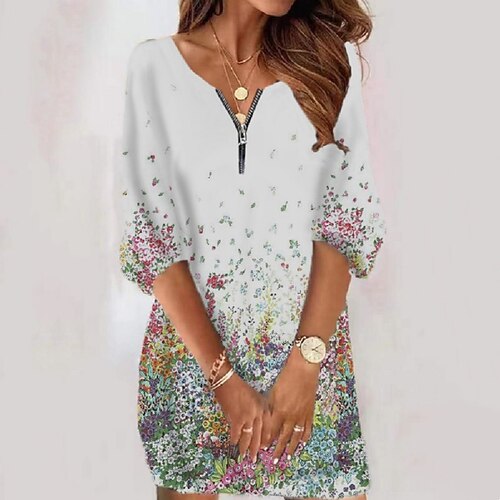 Women's T Shirt Dress Tee Dress Shift Dress Short Mini Dress White 3/4 Length Sleeve Floral Zipper Print Fall Winter Crew Neck Stylish Casual 2022 XS S M L XL 2XL 3XL 4XL 5XL 6XL / Casual Dress
Women's T Shirt Dress Tee Dress Shift Dress Short Mini Dress White 3/4 Length Sleeve Floral Zipper Print Fall Winter Crew Neck Stylish Casual 2022 XS S M L XL 2XL 3XL 4XL 5XL 6XL / Casual Dress