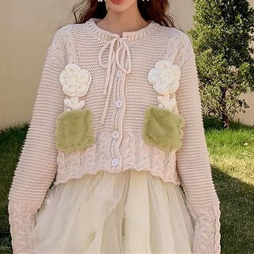 Women's Cardigan Sweater Jumper Crochet Knit Button Knitted Floral Crew Neck Stylish Vintage Style Outdoor Daily Winter Fall Green White One-Size / Long Sleeve / Casual / Regular Fit / Going out
Women's Cardigan Sweater Jumper Crochet Knit Button Knitted Floral Crew Neck Stylish Vintage Style Outdoor Daily Winter Fall Green White One-Size / Long Sleeve / Casual / Regular Fit / Going out