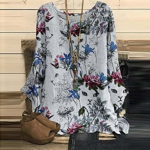 Women's Plus Size Tops Blouse Shirt Floral Print Long Sleeve Crewneck Streetwear Daily Vacation Polyester Fall Spring Blue Gray
Women's Plus Size Tops Blouse Shirt Floral Print Long Sleeve Crewneck Streetwear Daily Vacation Polyester Fall Spring Blue Gray