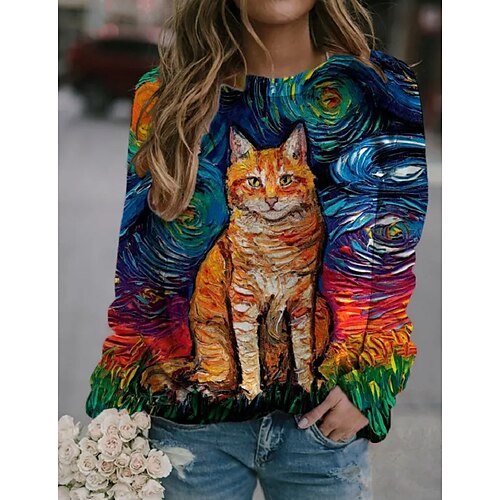 Women's Sweatshirt Pullover Casual Retro Print Blue Graphic Cat Daily Wear Crewneck Long Sleeve S M L XL 2XL 3XL
Women's Sweatshirt Pullover Casual Retro Print Blue Graphic Cat Daily Wear Crewneck Long Sleeve S M L XL 2XL 3XL