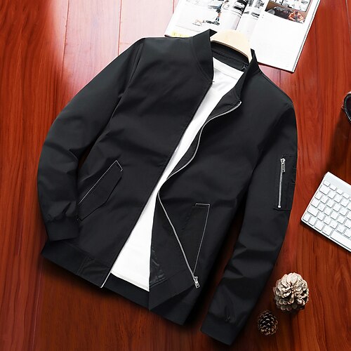 Men's Bomber Jacket Windproof Warm School Street Daily Zipper Stand Collar Casual Casual Daily Comfortable Jacket Outerwear Pure Color Pocket Black
Men's Bomber Jacket Windproof Warm School Street Daily Zipper Stand Collar Casual Casual Daily Comfortable Jacket Outerwear Pure Color Pocket Black
