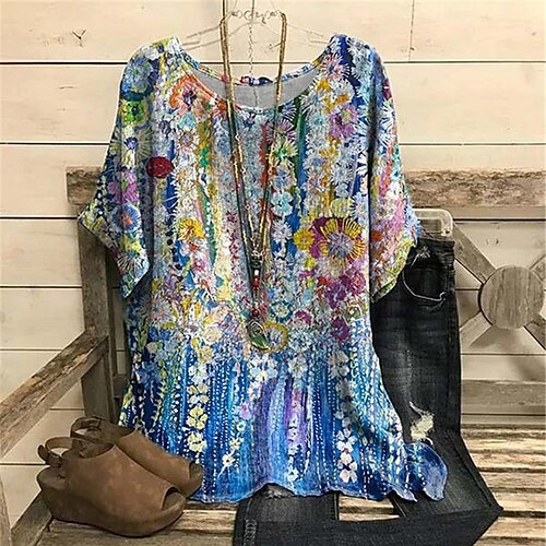 Women's Plus Size Tops Blouse Shirt Floral Print Short Sleeve Crewneck Streetwear Daily Vacation Polyester Fall Spring Green Blue
Women's Plus Size Tops Blouse Shirt Floral Print Short Sleeve Crewneck Streetwear Daily Vacation Polyester Fall Spring Green Blue