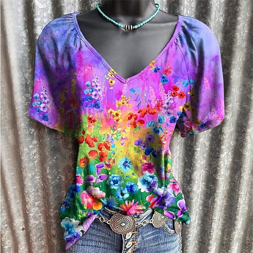 Women's Plus Size Tops T shirt Tee Floral Print Short Sleeve V Neck Streetwear Daily Going out Polyester Fall Winter Green Black
Women's Plus Size Tops T shirt Tee Floral Print Short Sleeve V Neck Streetwear Daily Going out Polyester Fall Winter Green Black