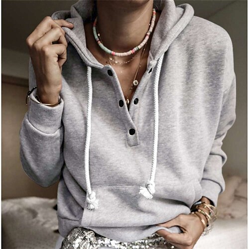 Women's Hoodie Pullover Button Up Hoodie Streetwear Casual Patchwork Wine Red Black Khaki Solid Color Casual Hooded Long Sleeve
Women's Hoodie Pullover Button Up Hoodie Streetwear Casual Patchwork Wine Red Black Khaki Solid Color Casual Hooded Long Sleeve