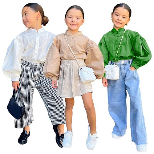Kids Girls' Shirt Long Sleeve Solid Color Green White khaki Children Tops Fall Winter Fashion Cute Daily Regular Fit 2-8 Years
Kids Girls' Shirt Long Sleeve Solid Color Green White khaki Children Tops Fall Winter Fashion Cute Daily Regular Fit 2-8 Years