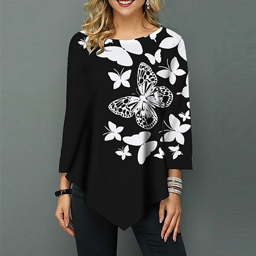 Women's Blouse Shirt Pink Yellow Navy Blue Floral Butterfly Asymmetric Print Long Sleeve Daily Weekend Streetwear Casual Round Neck Regular Floral Butterfly S / 3D Print
Women's Blouse Shirt Pink Yellow Navy Blue Floral Butterfly Asymmetric Print Long Sleeve Daily Weekend Streetwear Casual Round Neck Regular Floral Butterfly S / 3D Print