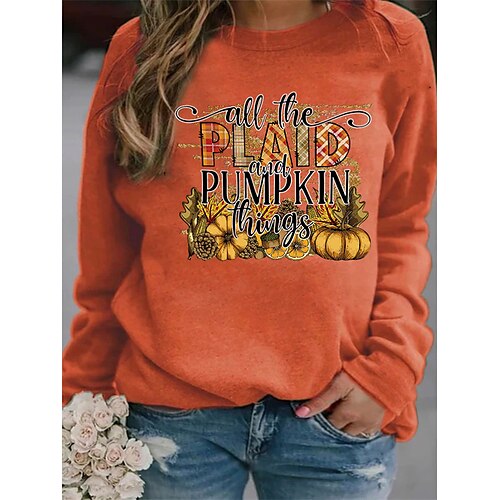 Women's Plus Size Tops Pullover Sweatshirt Pumpkin Letter Print Long Sleeve Crewneck Streetwear Halloween Daily Polyester Fall Winter Green Gray
Women's Plus Size Tops Pullover Sweatshirt Pumpkin Letter Print Long Sleeve Crewneck Streetwear Halloween Daily Polyester Fall Winter Green Gray