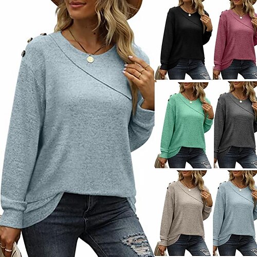 women's hot style double round neck button decoration long-sleeved sweater t-shirt
women's hot style double round neck button decoration long-sleeved sweater t-shirt
