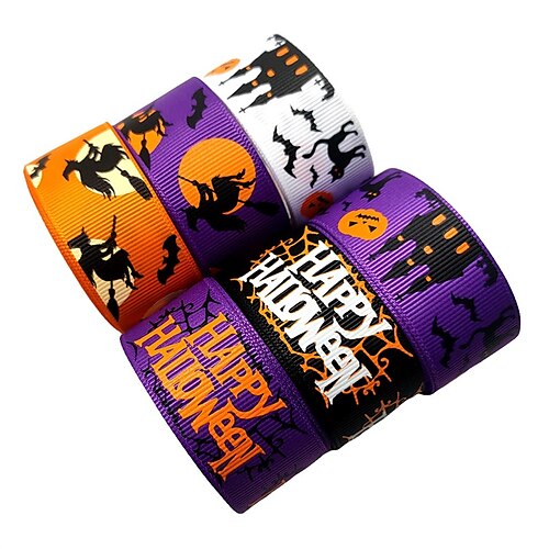 6 Colors 1 Yard Halloween Pumpkin Bat Ghost Silk Ribbon for Gift Decoration Party 1/5 Inch Width 6 Roll
6 Colors 1 Yard Halloween Pumpkin Bat Ghost Silk Ribbon for Gift Decoration Party 1/5 Inch Width 6 Roll