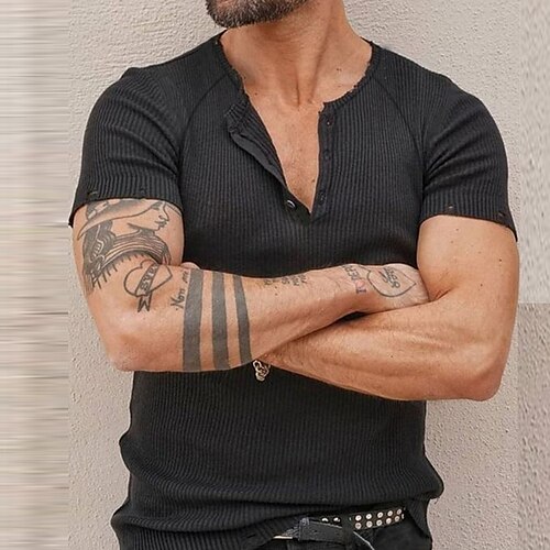 Men's Henley Shirt Solid Color Henley Black Street Holiday Short Sleeve Button-Down Clothing Apparel Fashion Casual Comfortable
Men's Henley Shirt Solid Color Henley Black Street Holiday Short Sleeve Button-Down Clothing Apparel Fashion Casual Comfortable