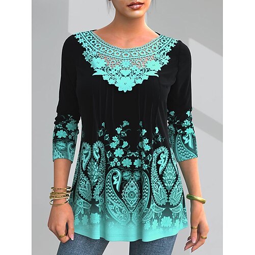 Women's Shirt Green Blue Purple Floral Lace Patchwork Long Sleeve Holiday Weekend Streetwear Casual Round Neck Regular Floral S / 3D Print
Women's Shirt Green Blue Purple Floral Lace Patchwork Long Sleeve Holiday Weekend Streetwear Casual Round Neck Regular Floral S / 3D Print