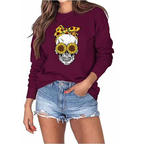 Women's Sweatshirt Pullover Crew Neck Skull Sunflower Graphic Prints Print Daily Sports Holiday Hot Stamping Basic Casual Hoodies Sweatshirts Wine Red Green
Women's Sweatshirt Pullover Crew Neck Skull Sunflower Graphic Prints Print Daily Sports Holiday Hot Stamping Basic Casual Hoodies Sweatshirts Wine Red Green