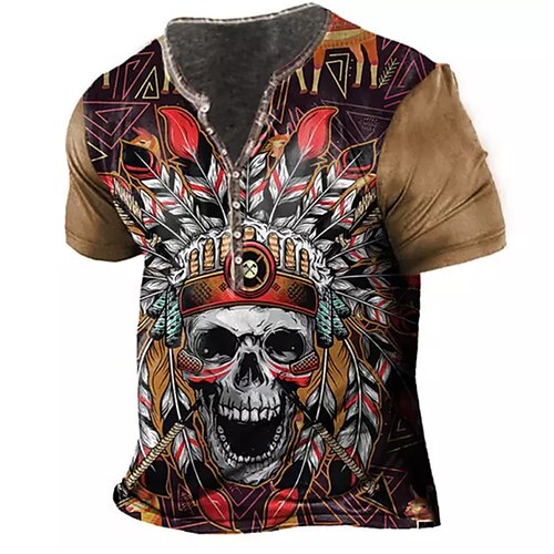 Men's T shirt Tee Henley Shirt Tee Graphic Skull Henley Brown Short Sleeve 3D Print Plus Size Outdoor Daily Button-Down Print Tops Basic Designer Classic Comfortable / Summer / Summer / Sports
Men's T shirt Tee Henley Shirt Tee Graphic Skull Henley Brown Short Sleeve 3D Print Plus Size Outdoor Daily Button-Down Print Tops Basic Designer Classic Comfortable / Summer / Summer / Sports