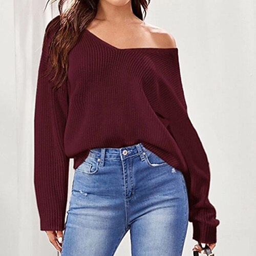 Women's Pullover Sweater Jumper Ribbed Knit Knitted Pure Color V Neck Stylish Casual Daily Going out Fall Winter Wine Light gray S M L / Long Sleeve
Women's Pullover Sweater Jumper Ribbed Knit Knitted Pure Color V Neck Stylish Casual Daily Going out Fall Winter Wine Light gray S M L / Long Sleeve