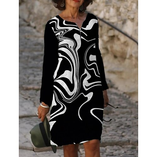 Women's Shift Dress Casual Dress Knee Length Dress Black Brown Long Sleeve Abstract Tie Dye Zipper Print Fall Winter Crew Neck Casual 2022 S M L XL 2XL 3XL 4XL 5XL 6XL / 3D Print
Women's Shift Dress Casual Dress Knee Length Dress Black Brown Long Sleeve Abstract Tie Dye Zipper Print Fall Winter Crew Neck Casual 2022 S M L XL 2XL 3XL 4XL 5XL 6XL / 3D Print